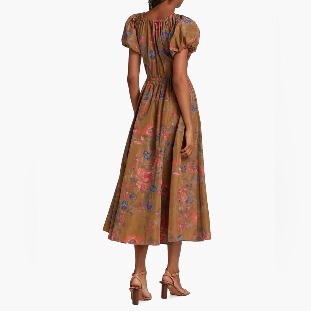 Ulla Johnson Cecile Floral Fit & Flare Midi-Dress, Size 2 - Picture 4 of 13